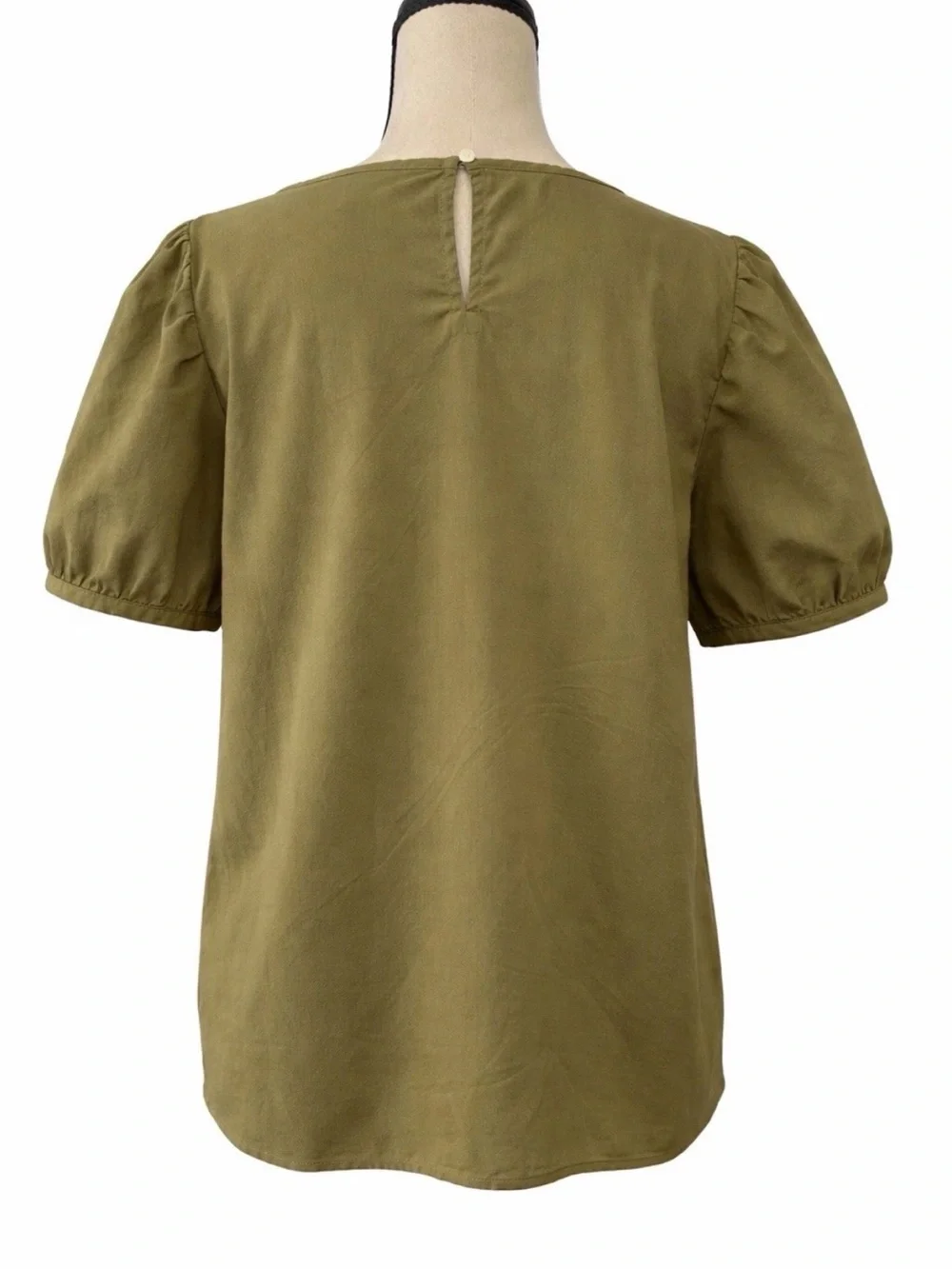 NWT J. Crew Poplin Puff Sleeve Olive Green Size Small